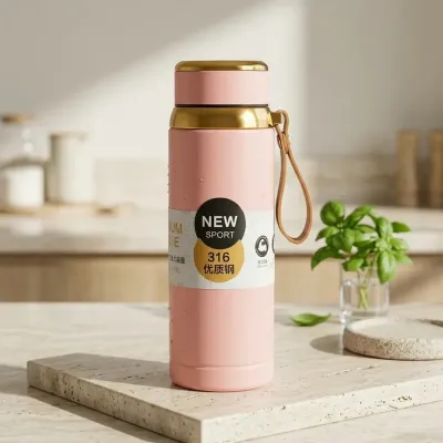 316 Stainless Steel Water Bottle - Pink and Gold