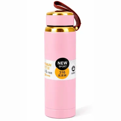 316 Stainless Steel Water Bottle - Pink and Gold – pink thermos with metallic gold lid