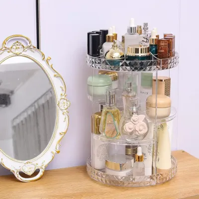 360 Rotating Makeup Organizer Acrylic Storage Stand – clear acrylic rotating makeup stand