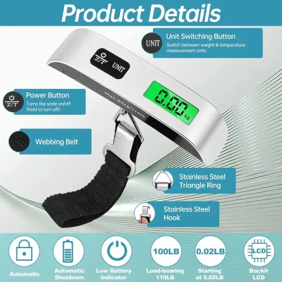 Digital Luggage Scale - 50kg Portable Electronic Weight Scale