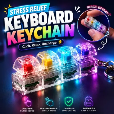 Mechanical Keyboard Keychain with RGB LED Light