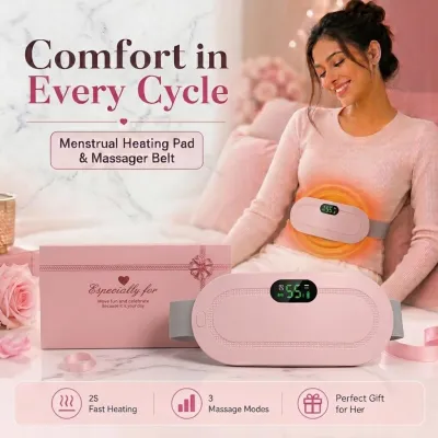 Heating Pad Women Period Pain Cramp Relief Belt | Portable Electric Menstrual Heating Pad With 3 Heat Levels & 4 Massage Modes For Belly And Waist Pain Relief