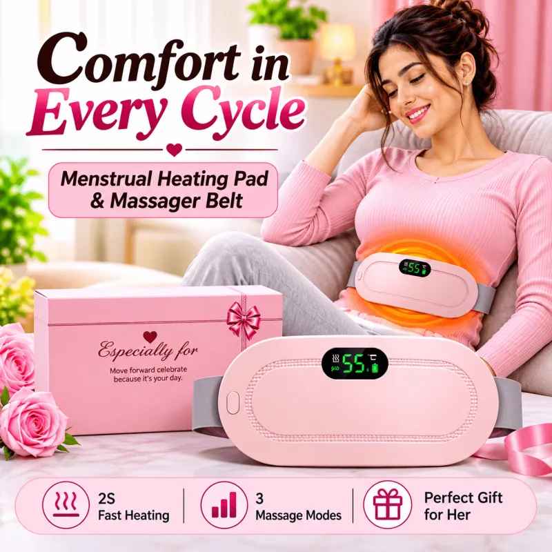Heating Pad Women Period Pain Cramp Relief Belt | Portable Electric Menstrual Heating Pad With 3 Heat Levels & 4 Massage Mode