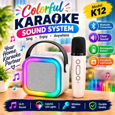 Portable Bluetooth Karaoke Speaker with Wireless Microphone | Colorful LED Speaker for Singing, Parties & Home Entertainment