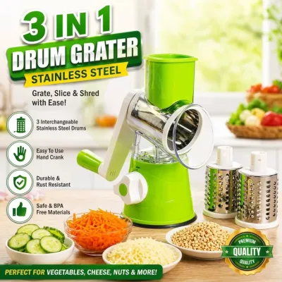 Rotary Drum Grater - 3 in 1 Vegetable Slicer with Hand Crank – photo 13