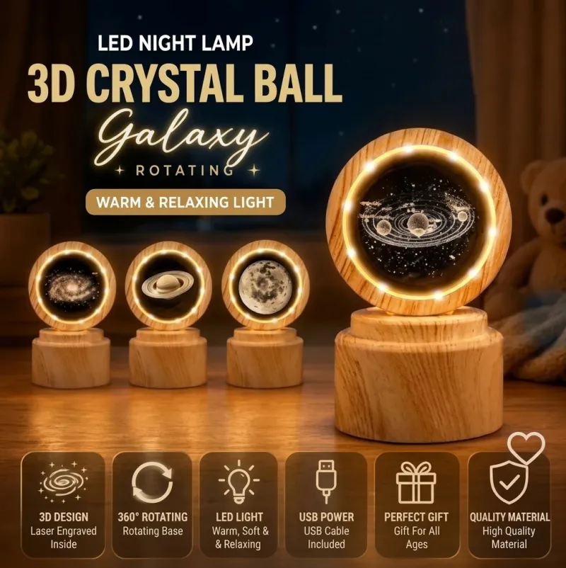 Rotating Crystal Table Lamp – size and shape