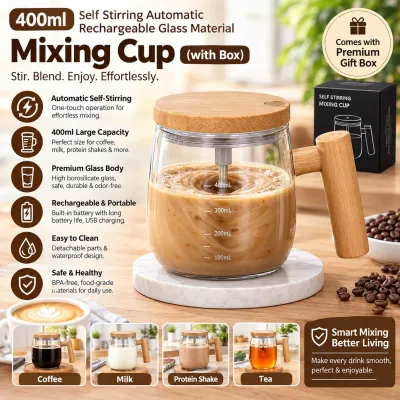 400ml Self Stirring Glass Mug Automatic Coffee & Milk Mixer
